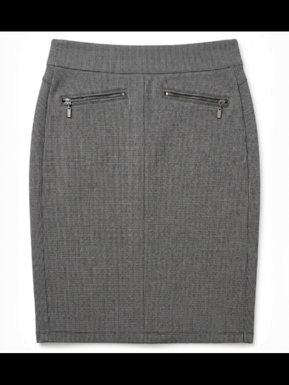 Liverpool Gray Textured Pencil Skirt with Zip Detail